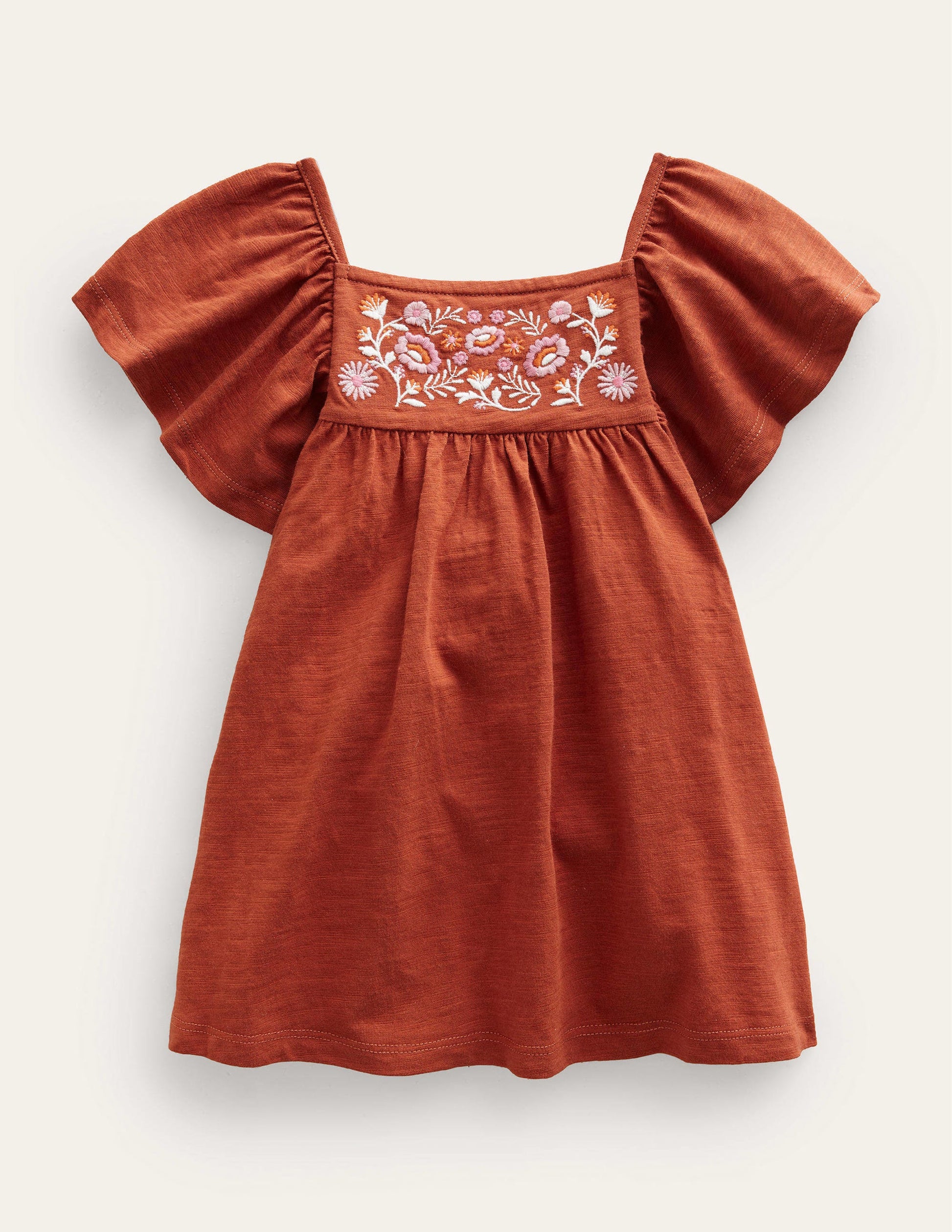 Embroidered Jersey Top-Roasted Chestnut Brown-1