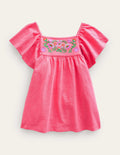 Embroidered Jersey Top-Lollipop Pink