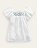 Embroidered Jersey Top-White