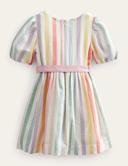 Cotton Linen Vintage Dress-Buttercup and Csarite Rainbow-2