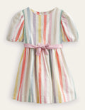 Cotton Linen Vintage Dress-Buttercup and Csarite Rainbow