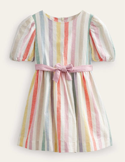 Cotton Linen Vintage Dress-Buttercup and Csarite Rainbow-1