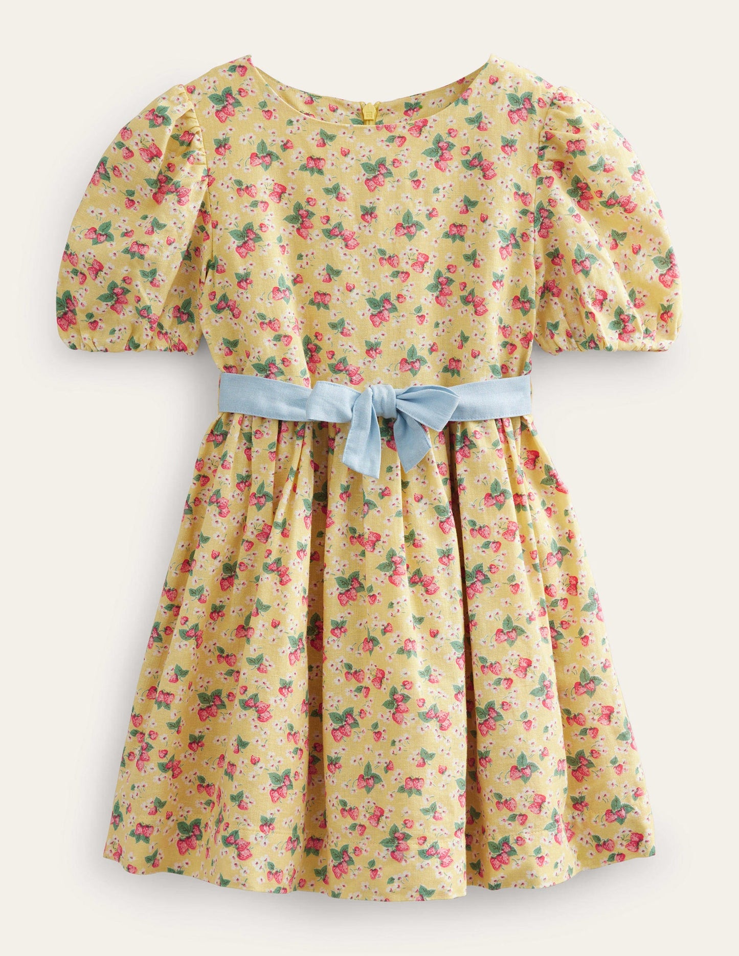 Cotton Linen Vintage Dress-Buttercup Strawberry Ditsy