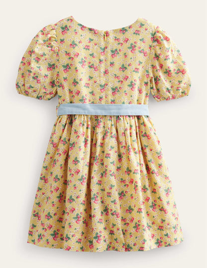 Cotton Linen Vintage Dress-Buttercup Strawberry Ditsy-2