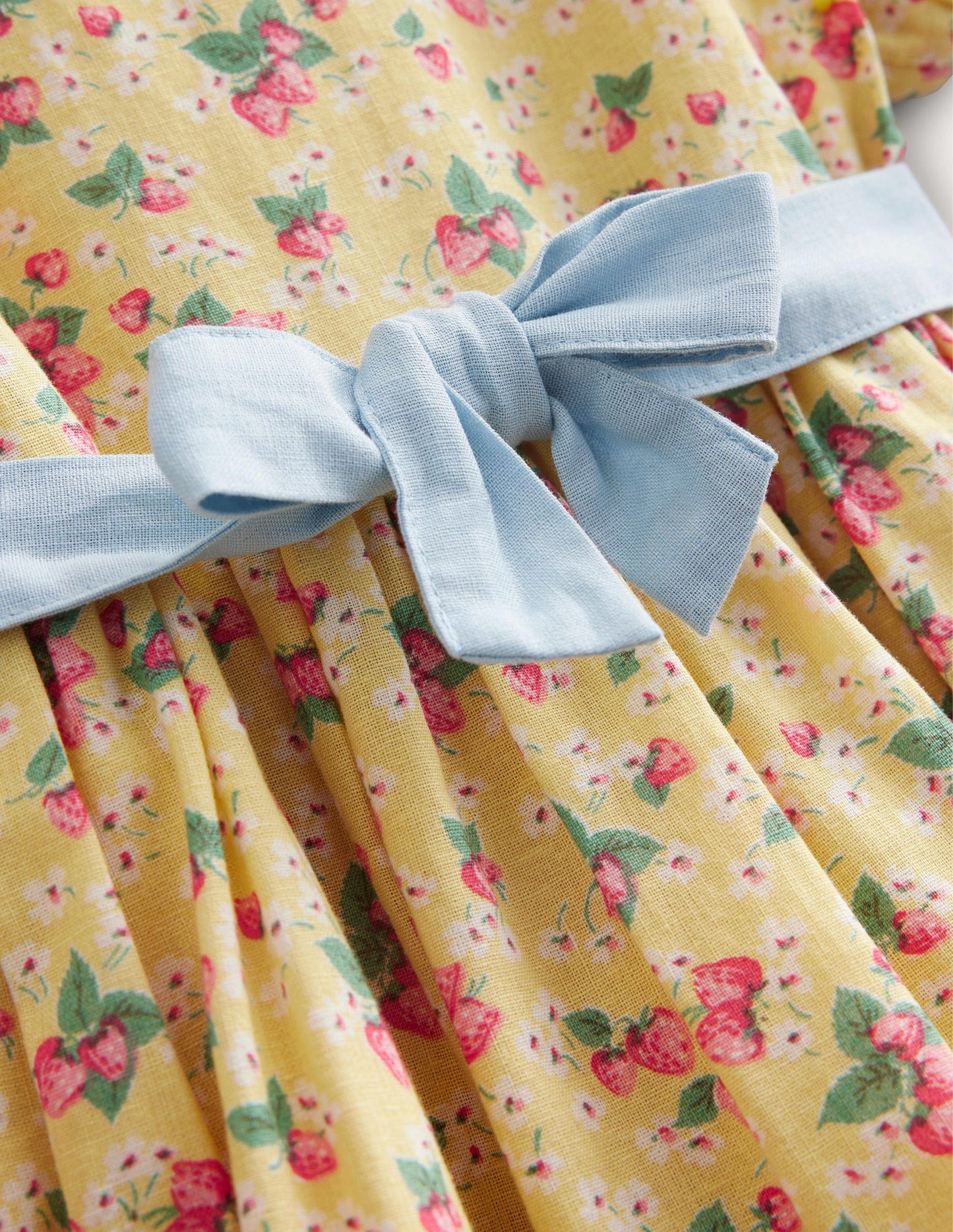 Cotton Linen Vintage Dress-Buttercup Strawberry Ditsy
