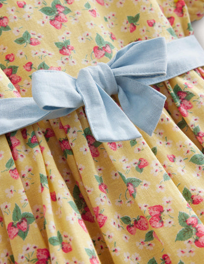 Cotton Linen Vintage Dress-Buttercup Strawberry Ditsy-3