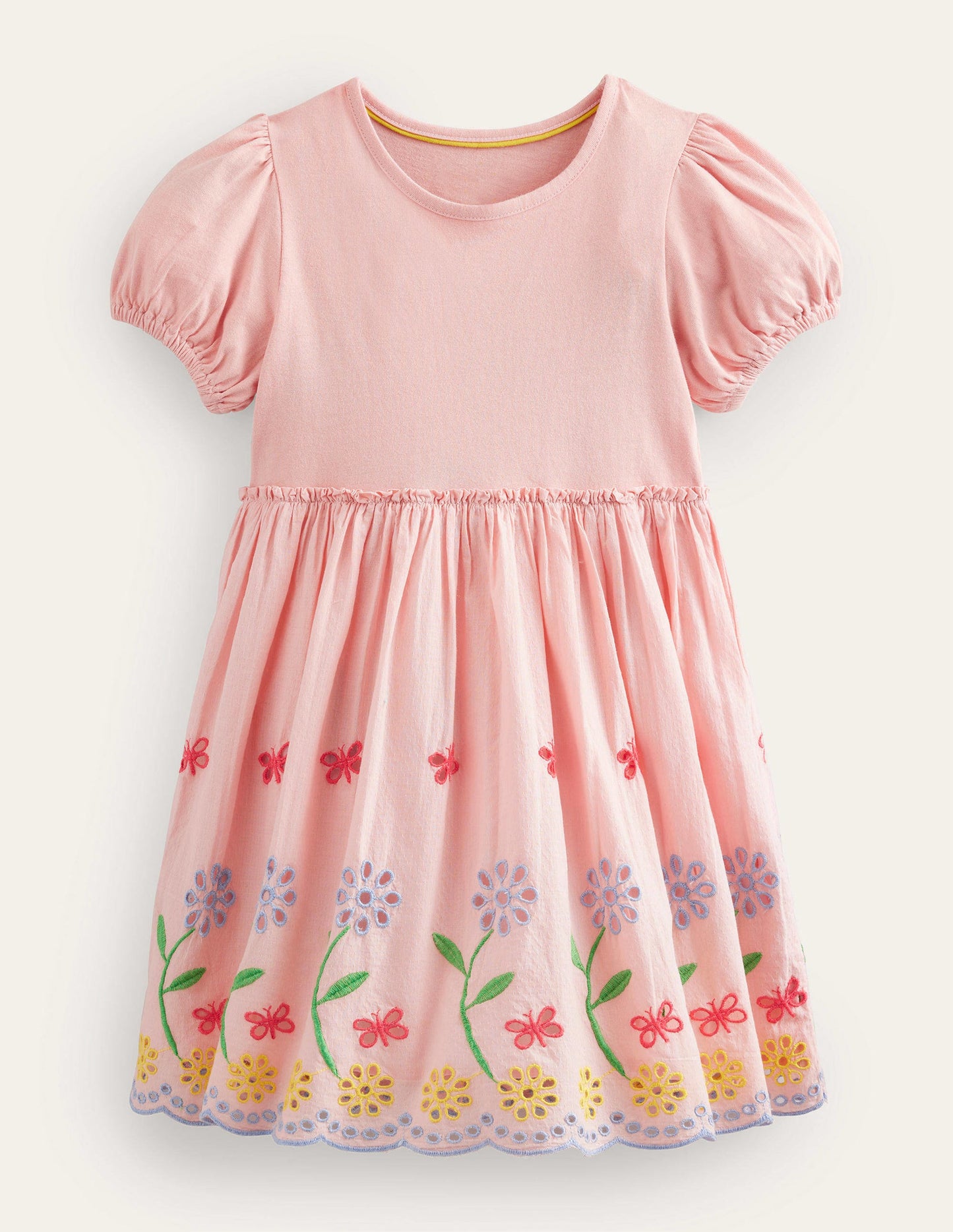 Broderie Twirly Dress-Pale Pink