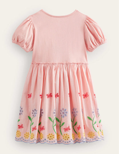 Broderie Twirly Dress-Pale Pink-2