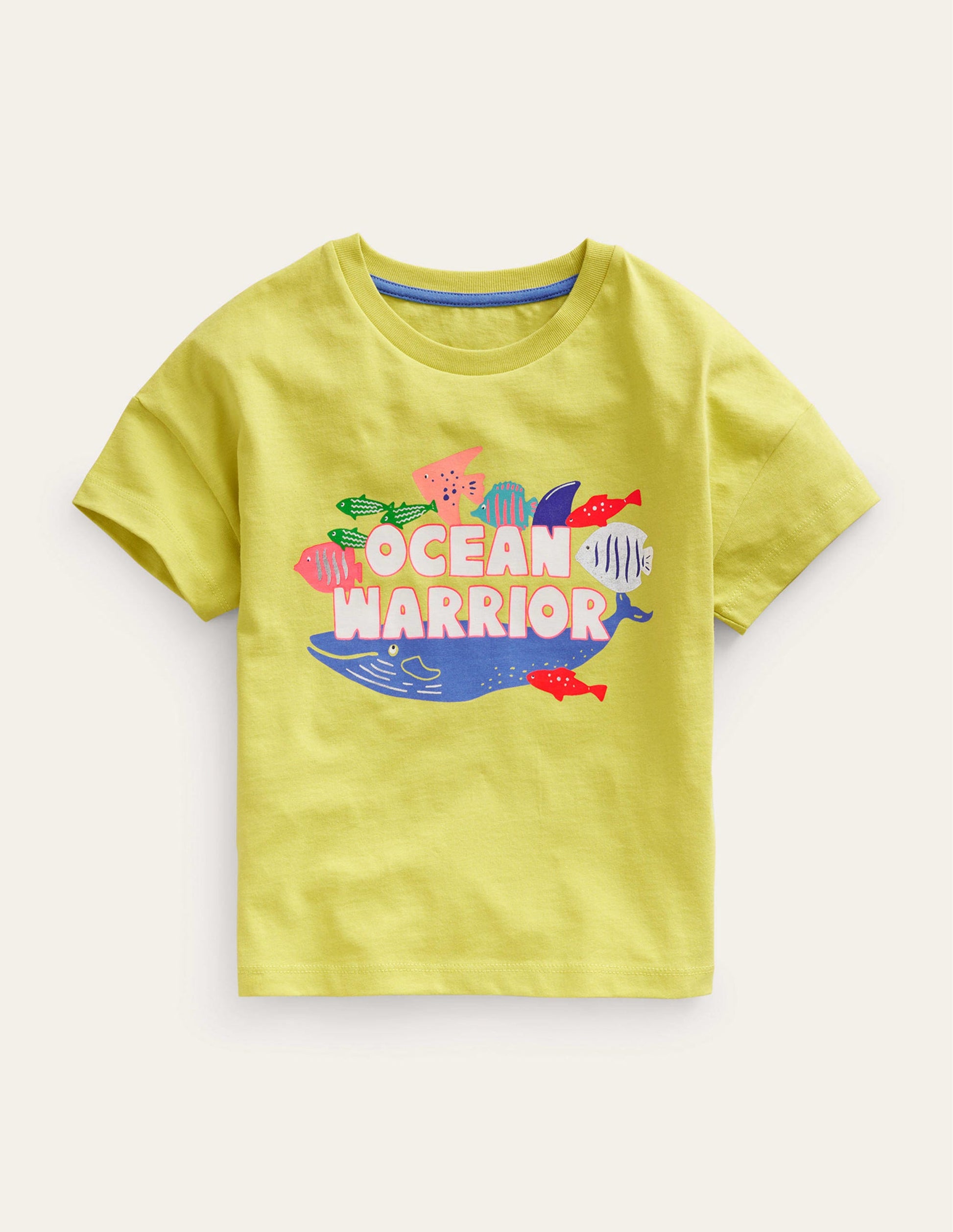 Printed Graphic T-shirt-Yellow Ocean Warrior-1