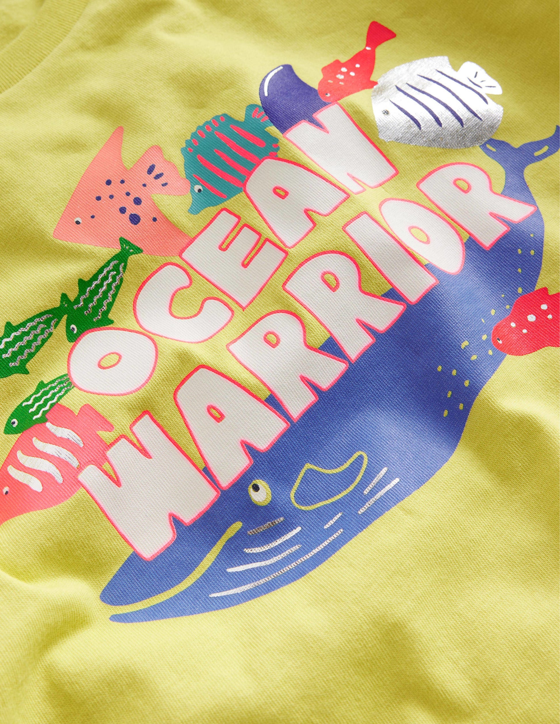Printed Graphic T-shirt-Yellow Ocean Warrior-3