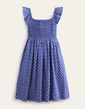 Shirred Jersey Dress-Blue Daisy