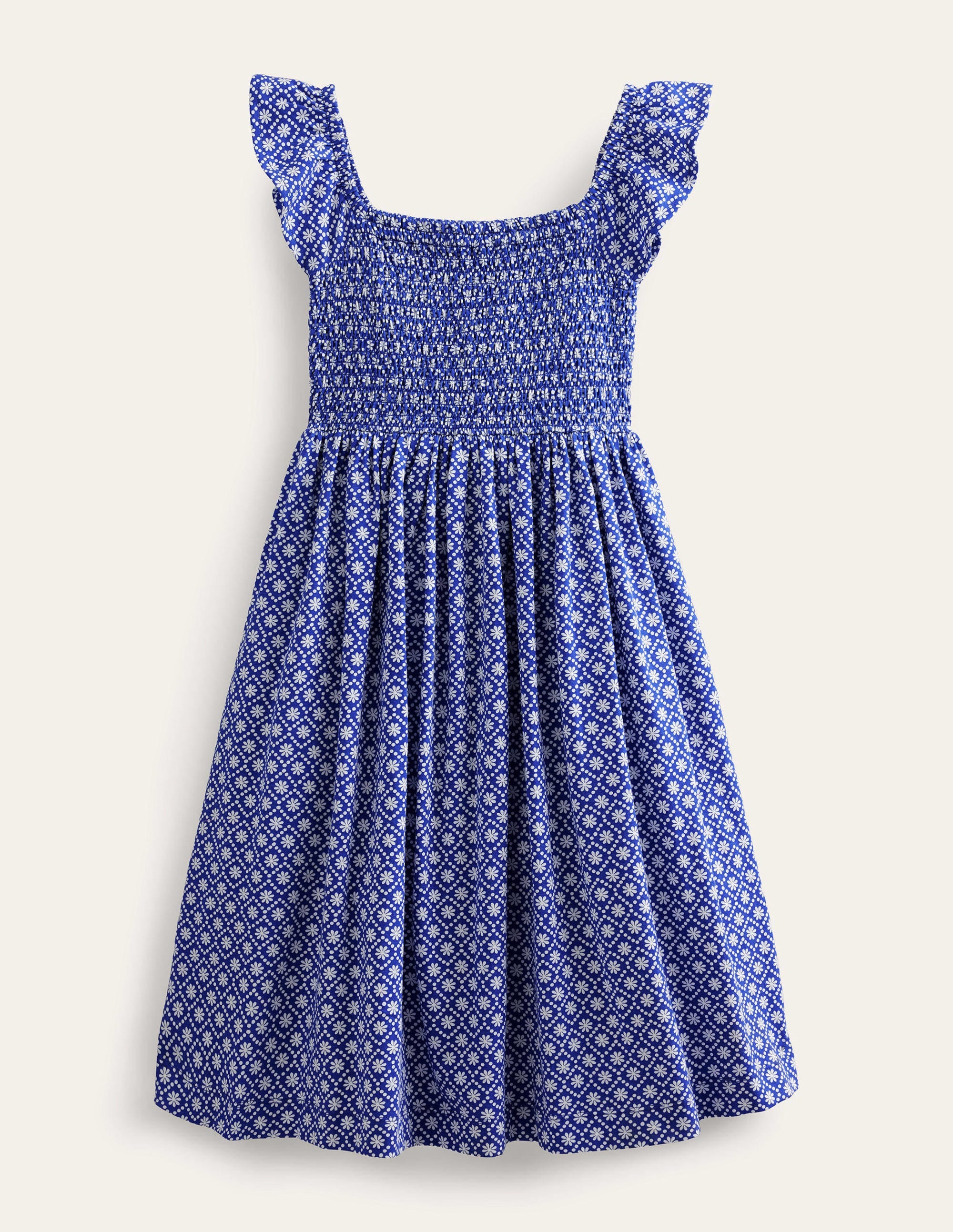 Shirred Jersey Dress-Blue Daisy - Image 2
