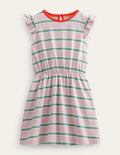 Frill Sleeve Jersey Dress-French Pink/Csarite Green