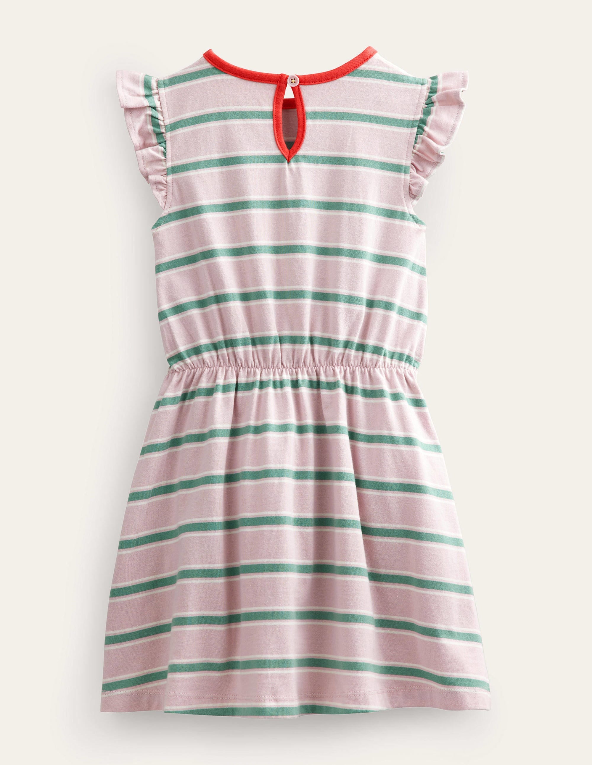 Frill Sleeve Jersey Dress-French Pink/Csarite Green - Image 2
