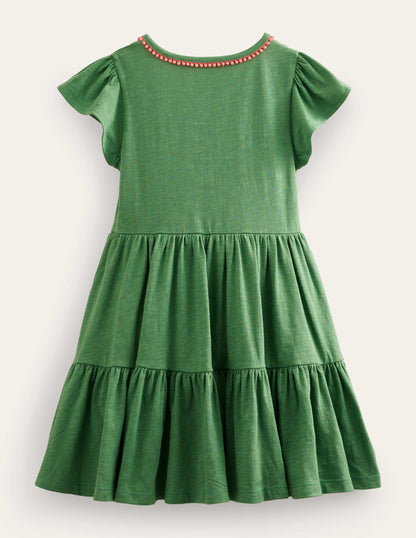 Jersey Twirly Dress-Safari Green-2