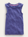 Ribbed Lace Trim Vest-Soft Starboard Blue