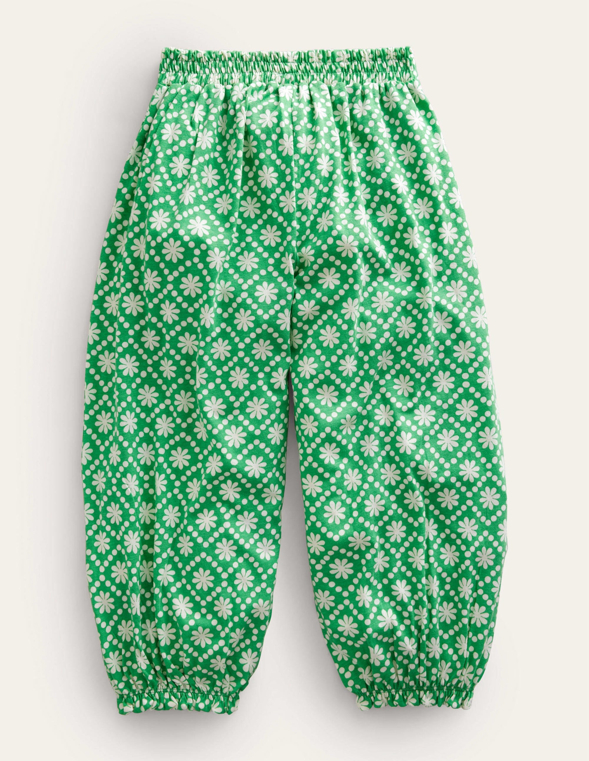 Jersey Harem Trousers-School Green Daisies - Image 2