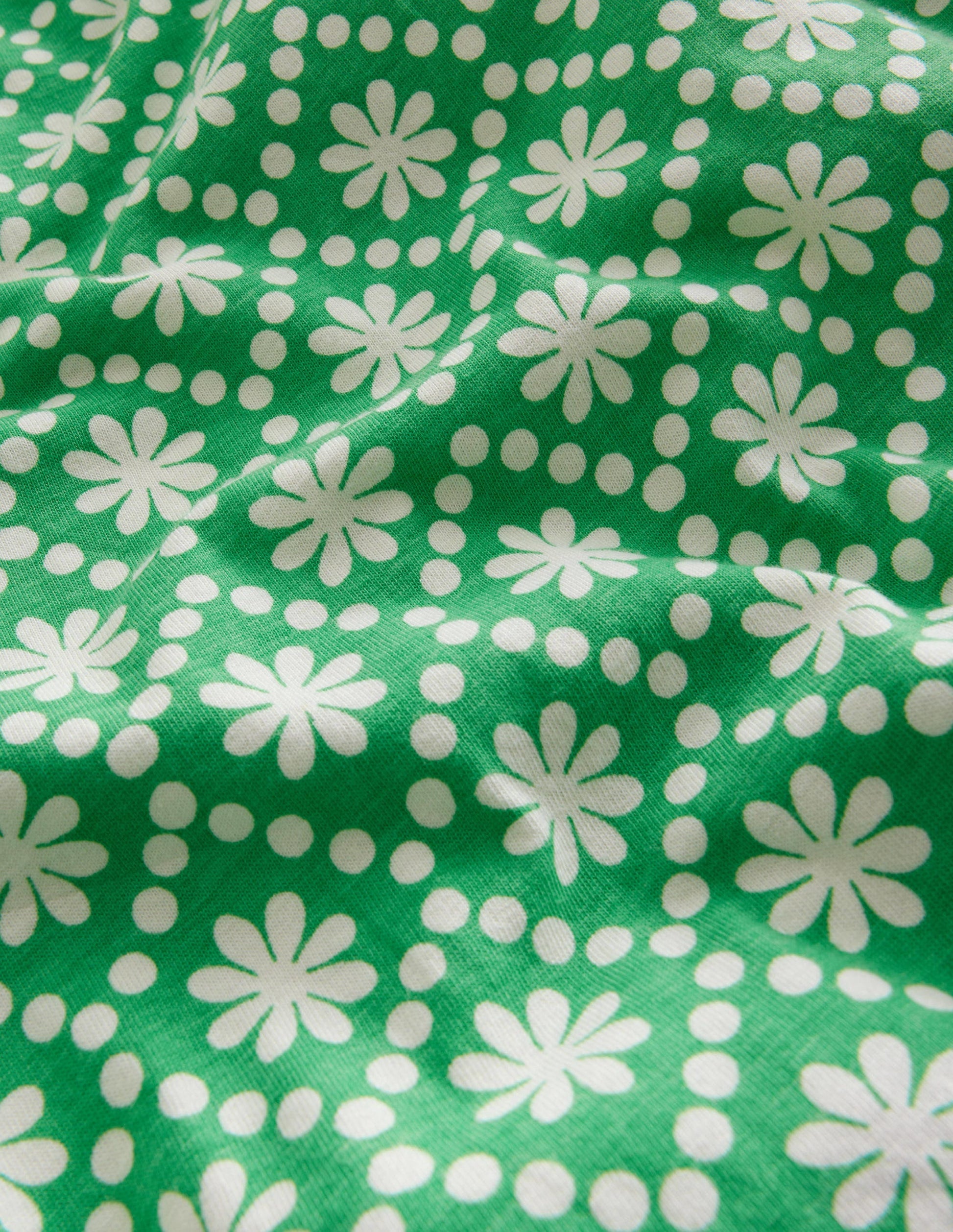 Jersey Harem Trousers-School Green Daisies-3