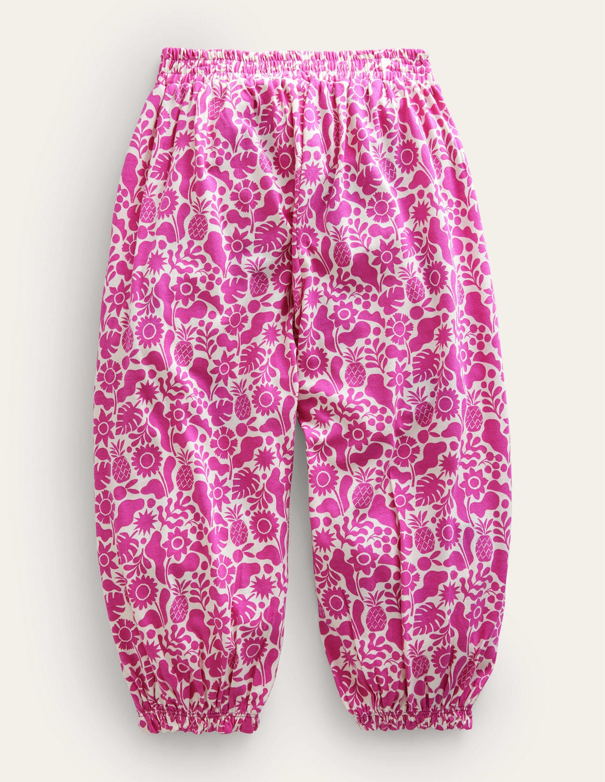 Jersey Harem Trousers-Amazing Pink Holiday Floral - Image 2