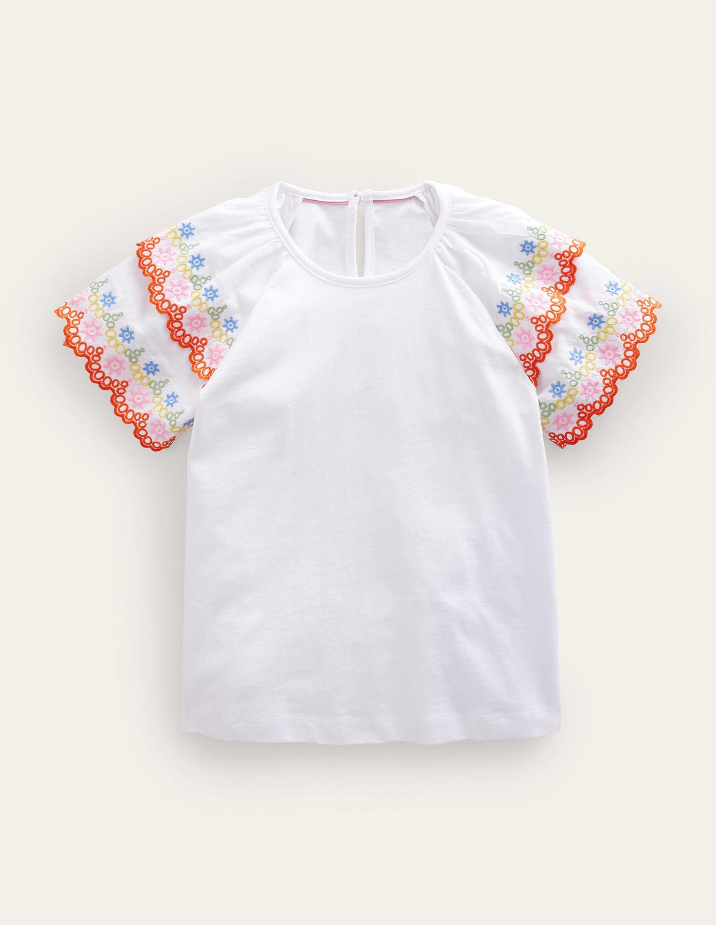 Broderie Mix T-shirt-White