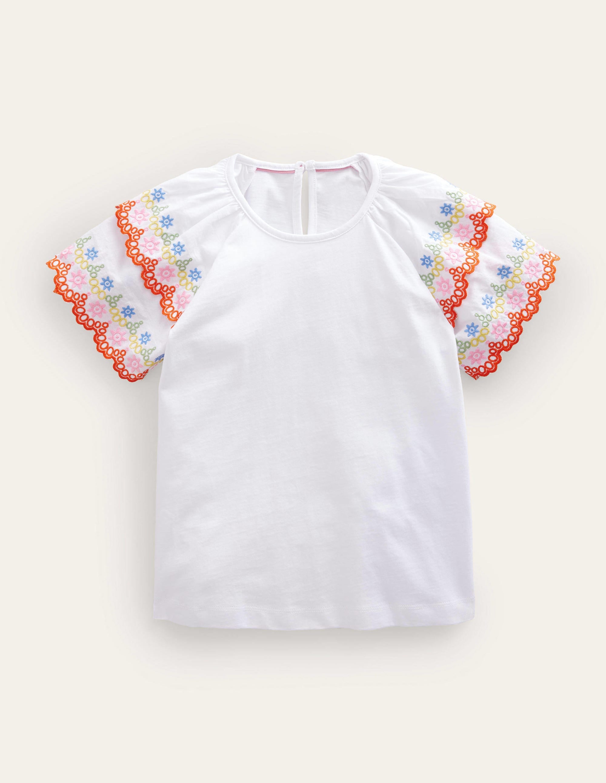 Broderie Mix T-shirt-White - Image 1