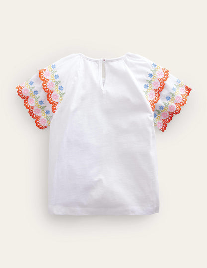 Broderie Mix T-shirt-White-2