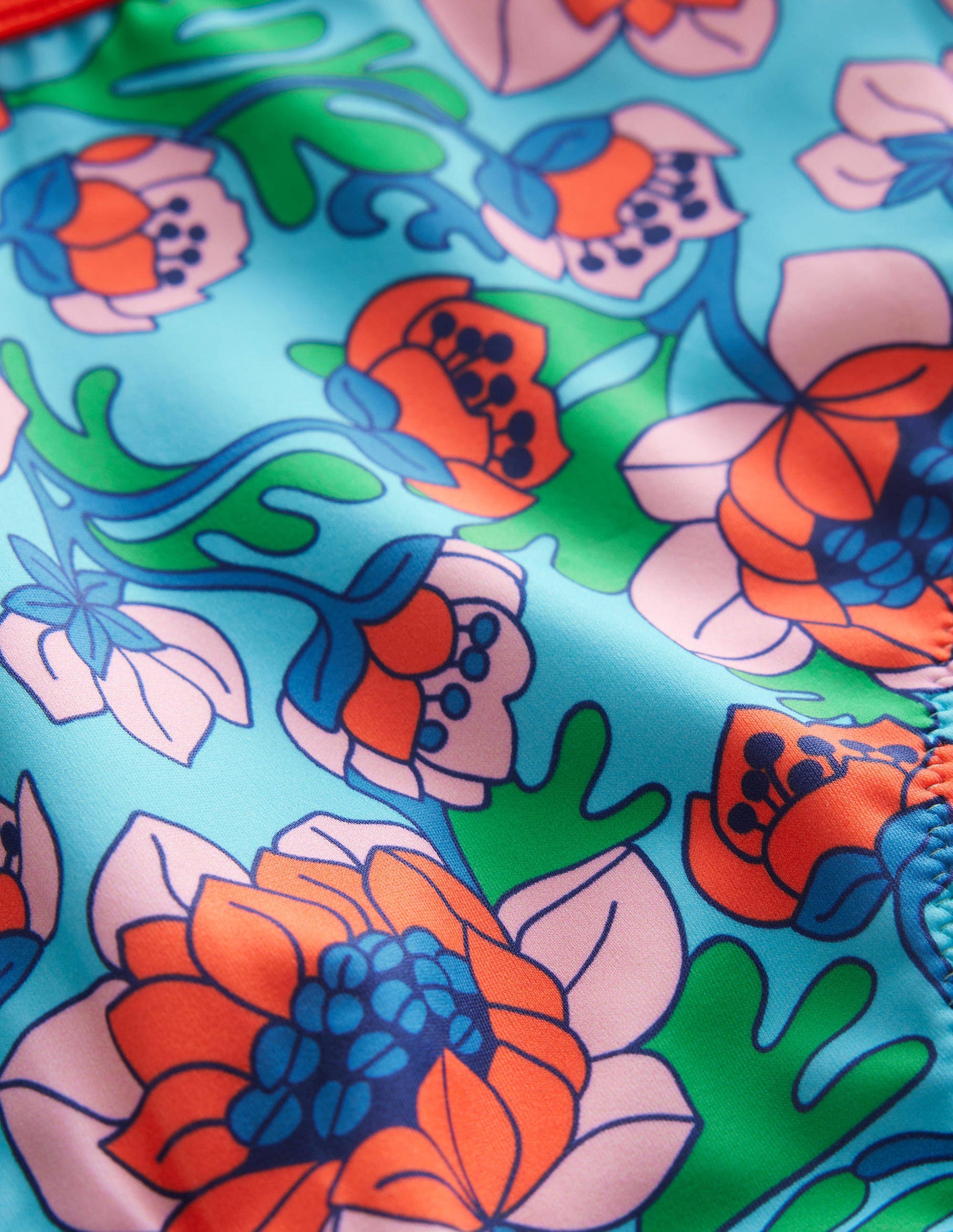 High Waisted Bikini Bottoms-Red Poppy Spring Time Floral-3