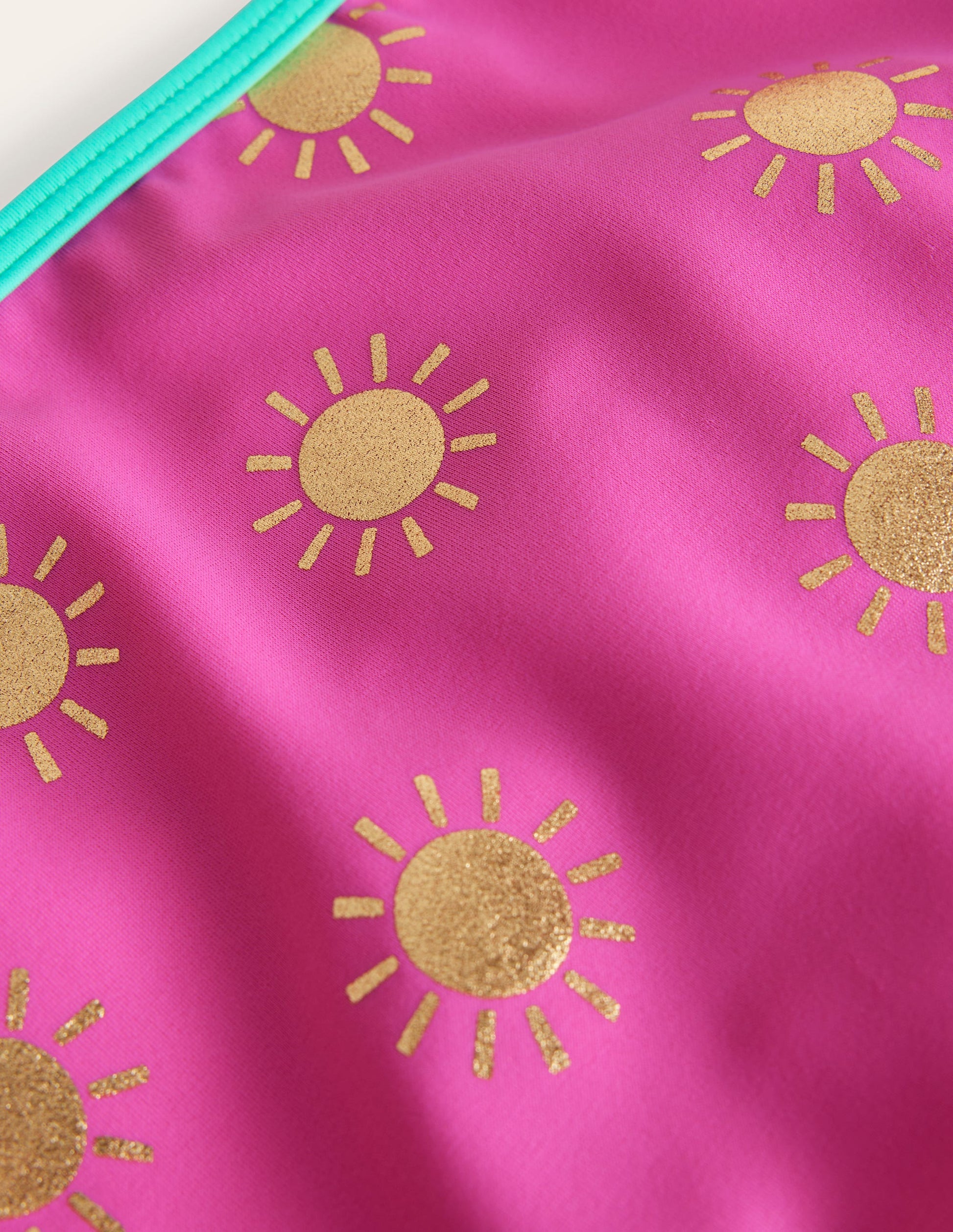 High Waisted Bikini Bottoms-Tickled Pink Gold Foil Suns-3
