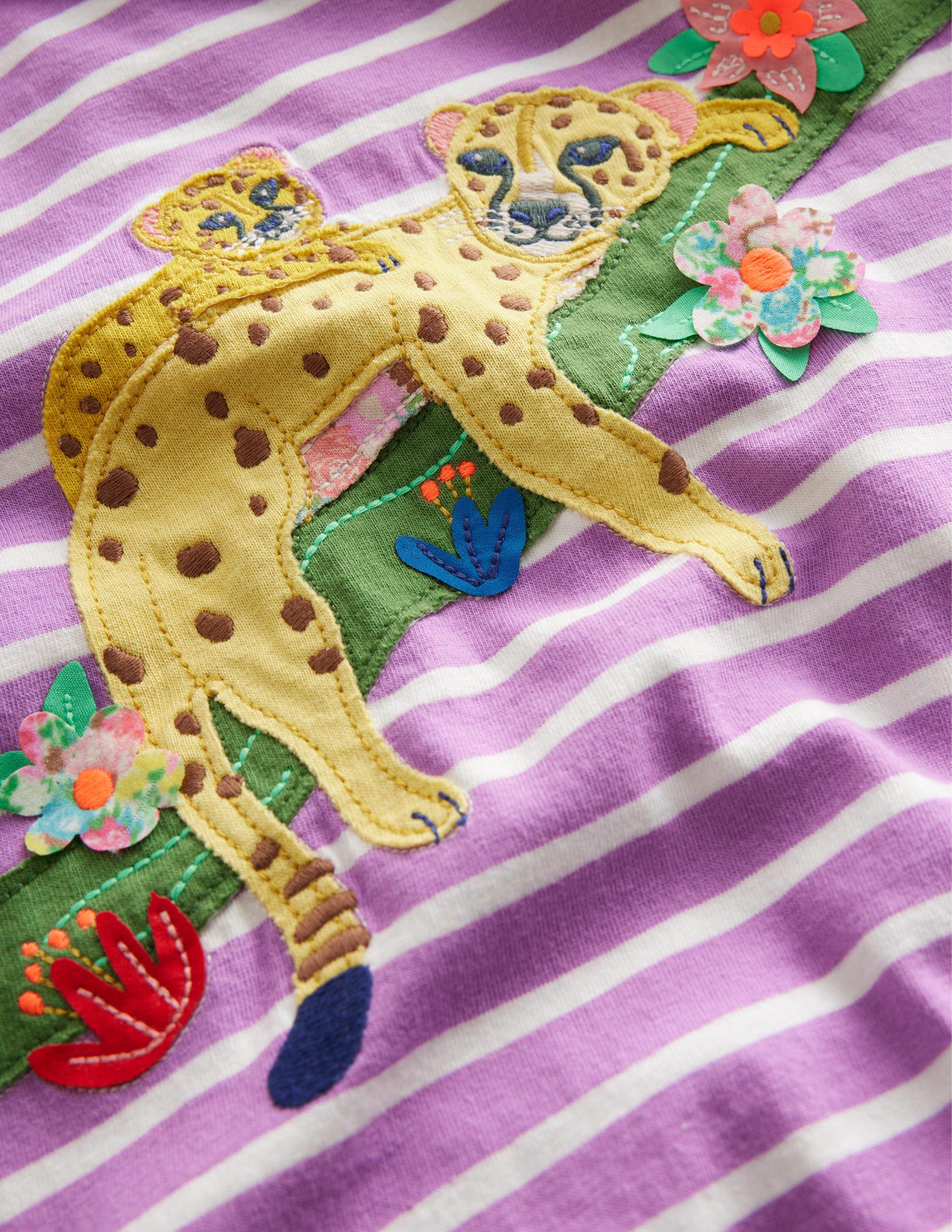 Puff Sleeve Appliqué T-shirt-Lupin Purple/Ivory Leopards - Image 3