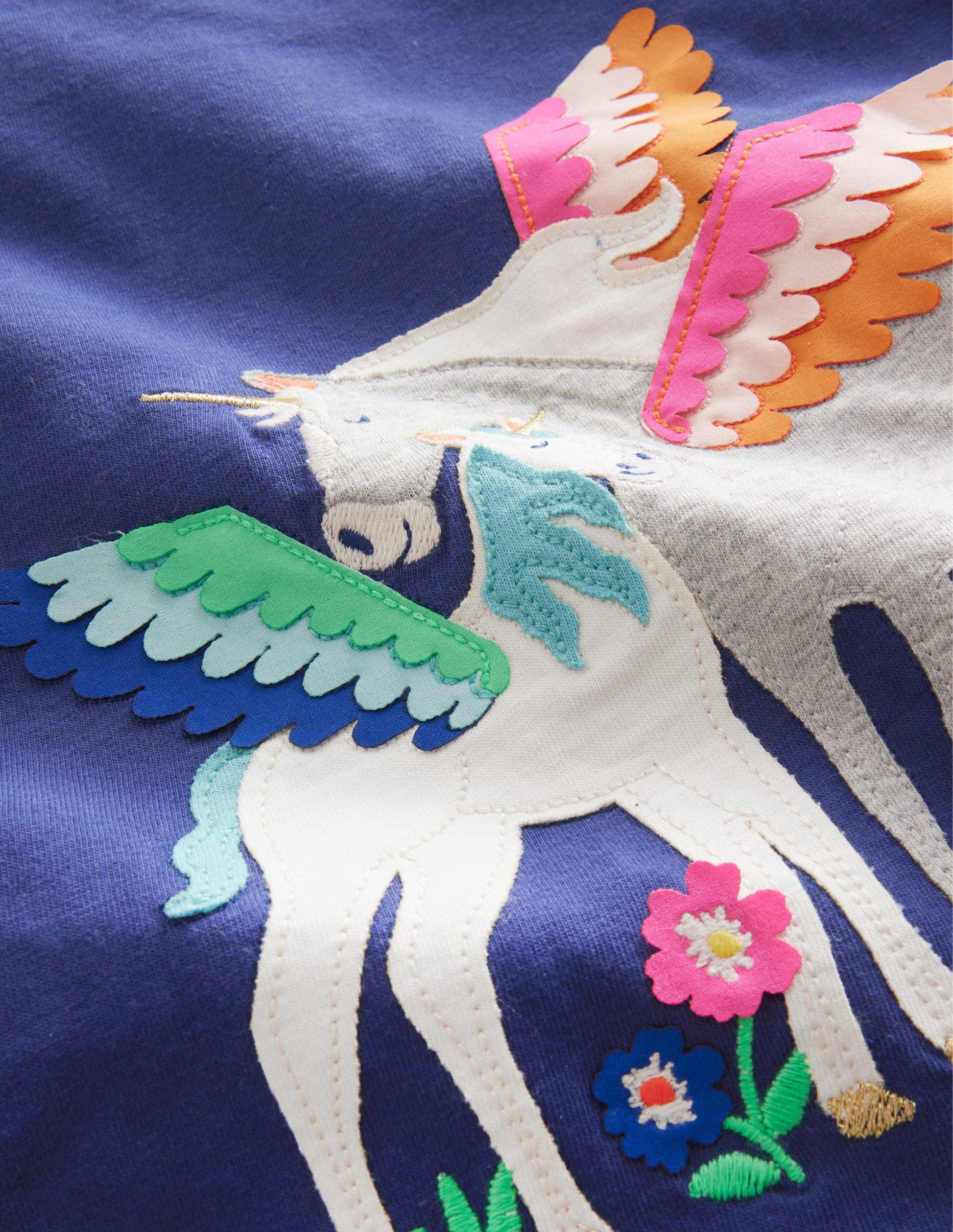 Puff Sleeve Appliqué T-shirt-Soft Starboard Unicorns-3