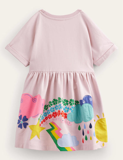 Appliqué Jersey Sweat Dress-French Pink Weather-2
