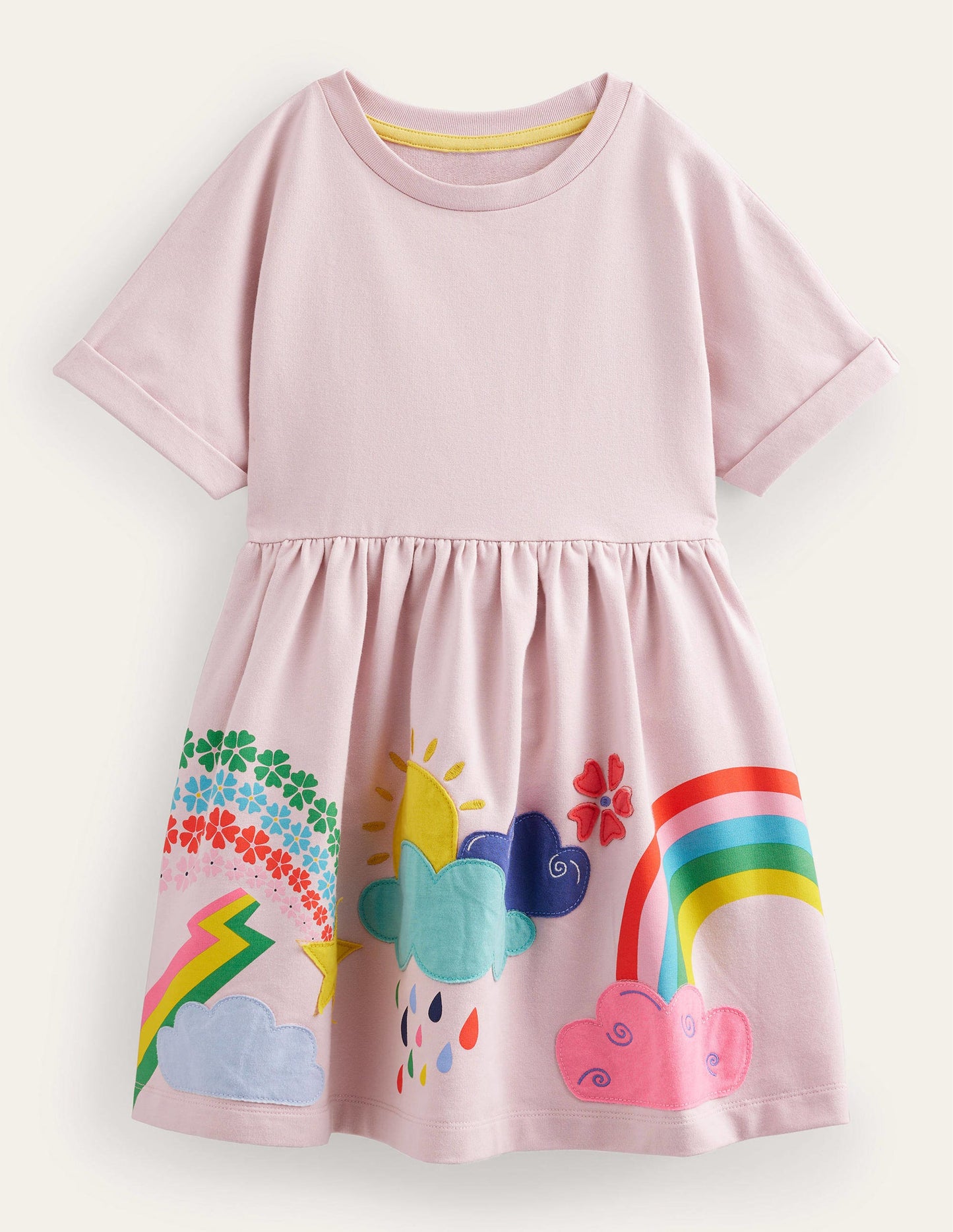 Appliqué Jersey Sweat Dress-French Pink Weather