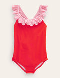 Broderie Frill Swimsuit-Fire