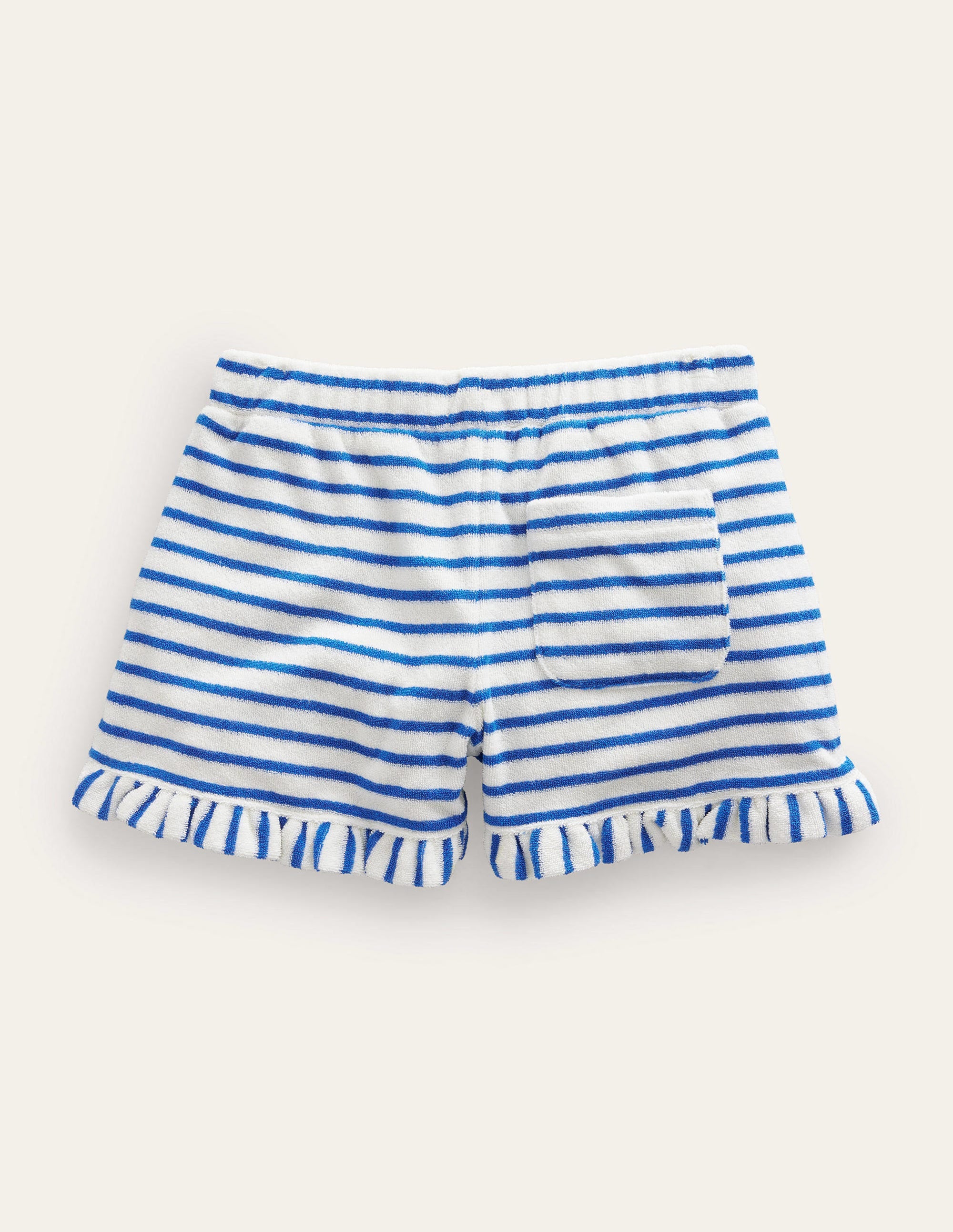 Frill Hem Towelling Shorts-Cabana Blue/Ivory - Image 2