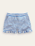 Frill Hem Towelling Shorts-Cabana Blue/Ivory