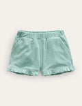 Frill Hem Towelling Shorts-Hot Spring Blue
