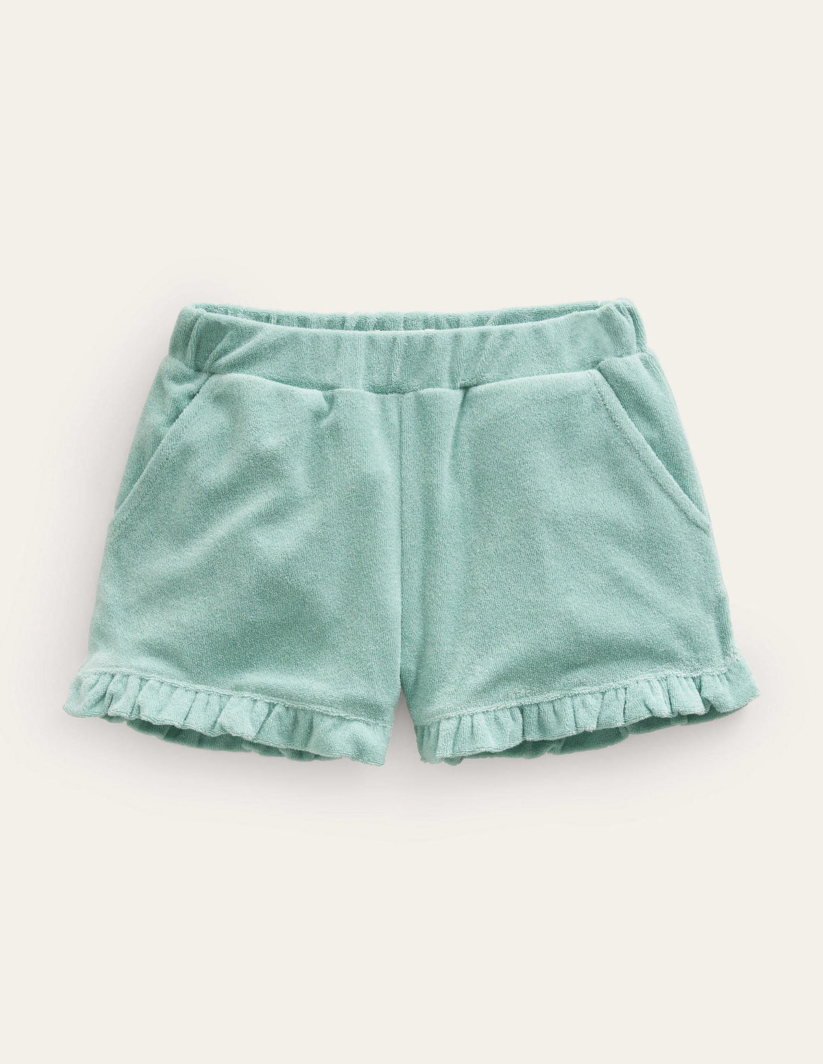 Frill Hem Towelling Shorts-Hot Spring Blue - Image 1