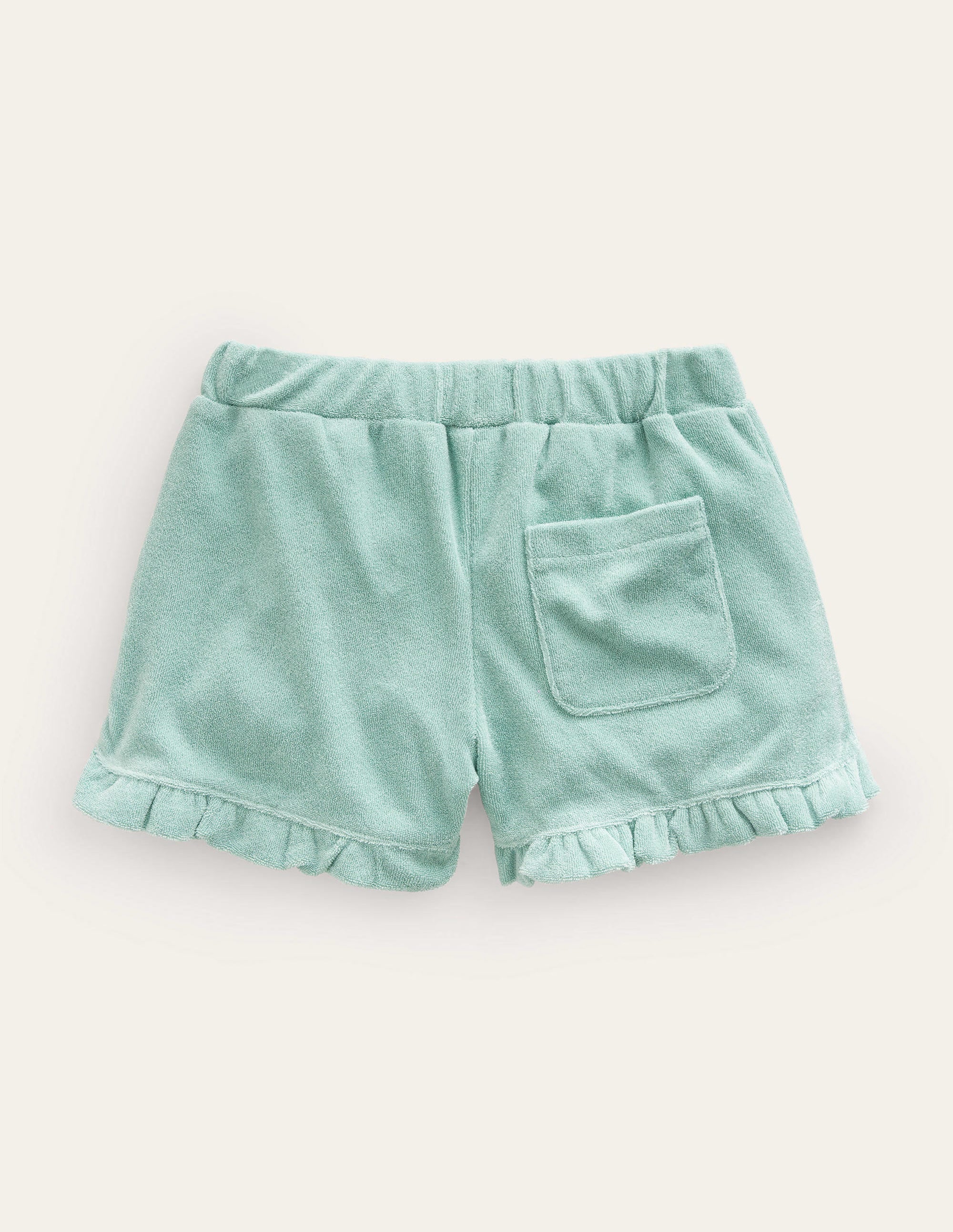 Frill Hem Towelling Shorts-Hot Spring Blue - Image 2