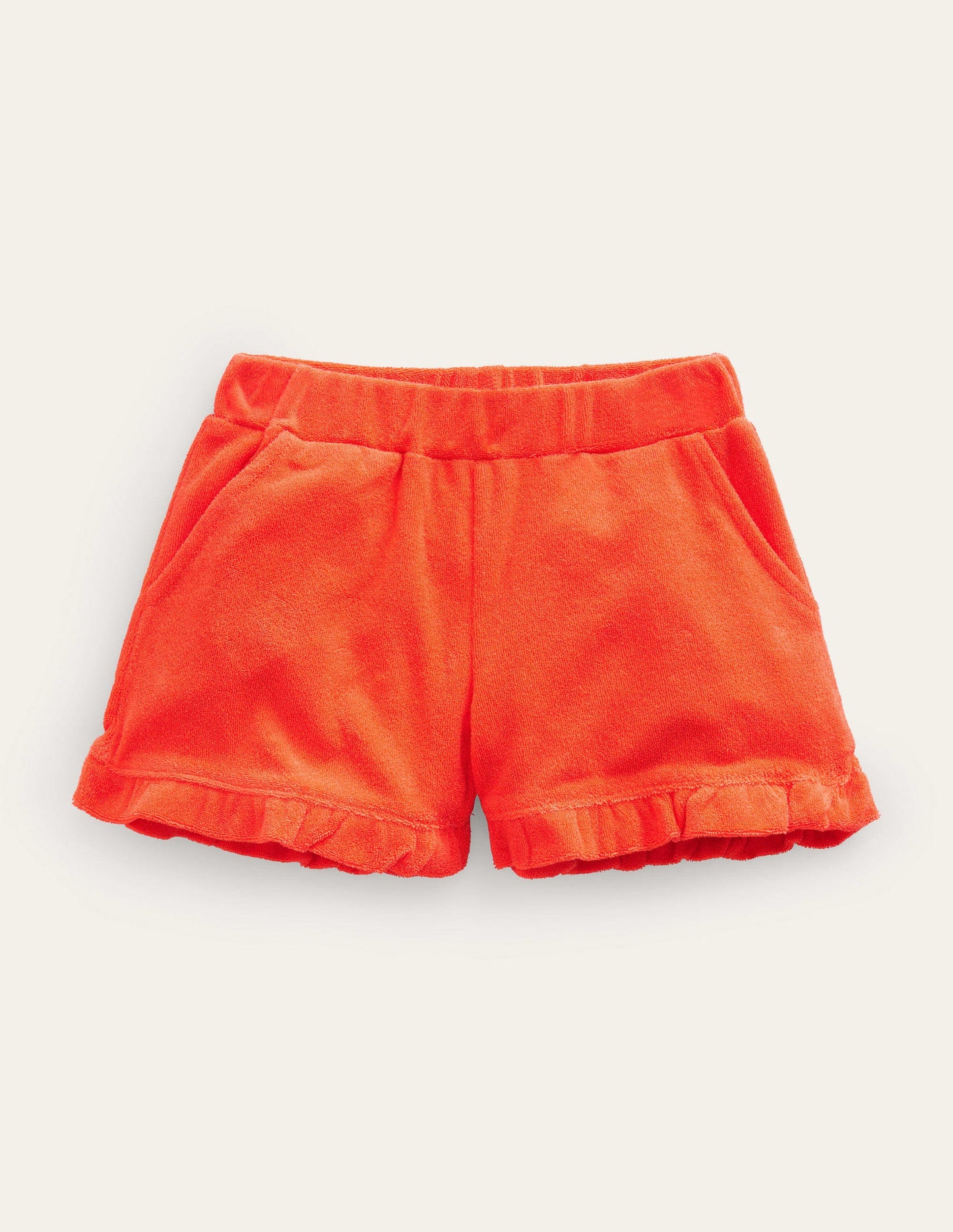 Frill Hem Towelling Shorts-Mandarin Orange