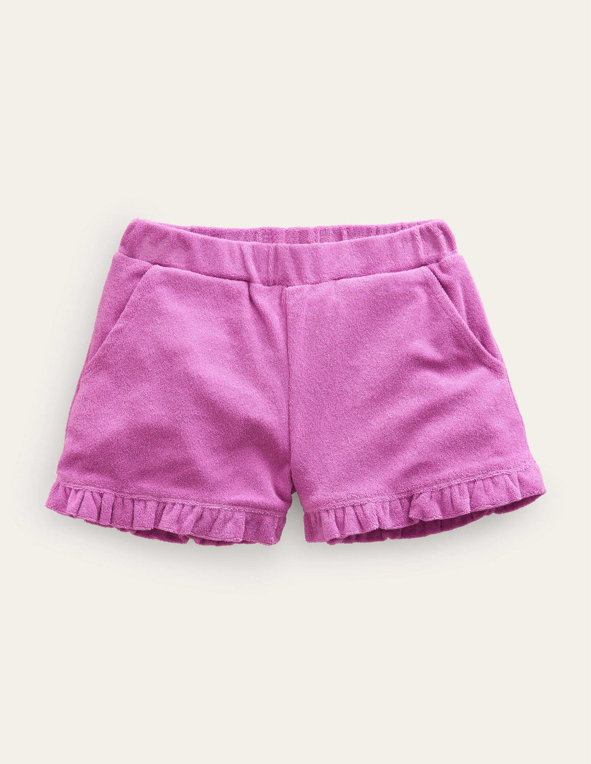 Frill Hem Towelling Shorts-Radiant Orchid Purple - Image 1