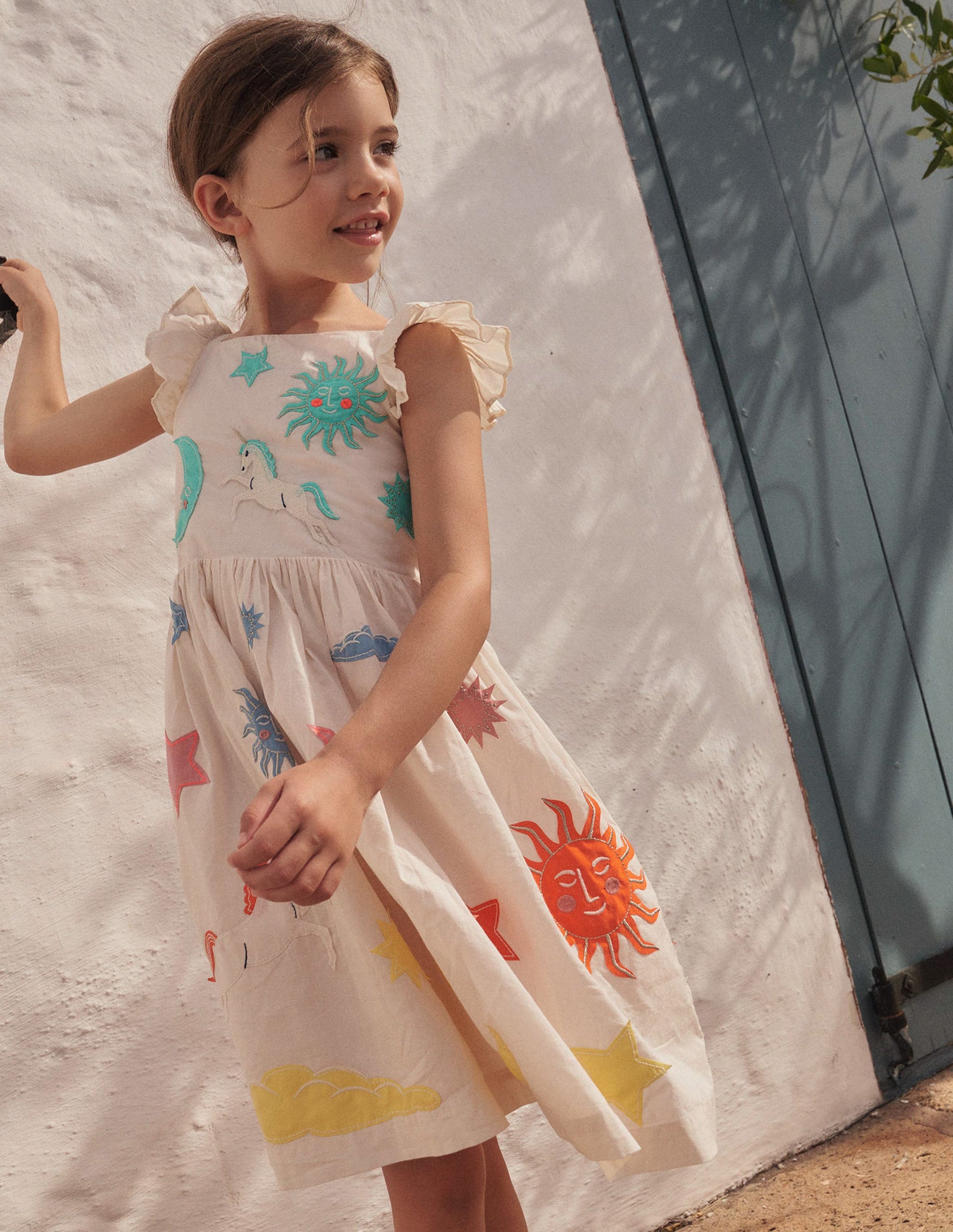 Appliqué Woven Dress-Vanilla Pod-1