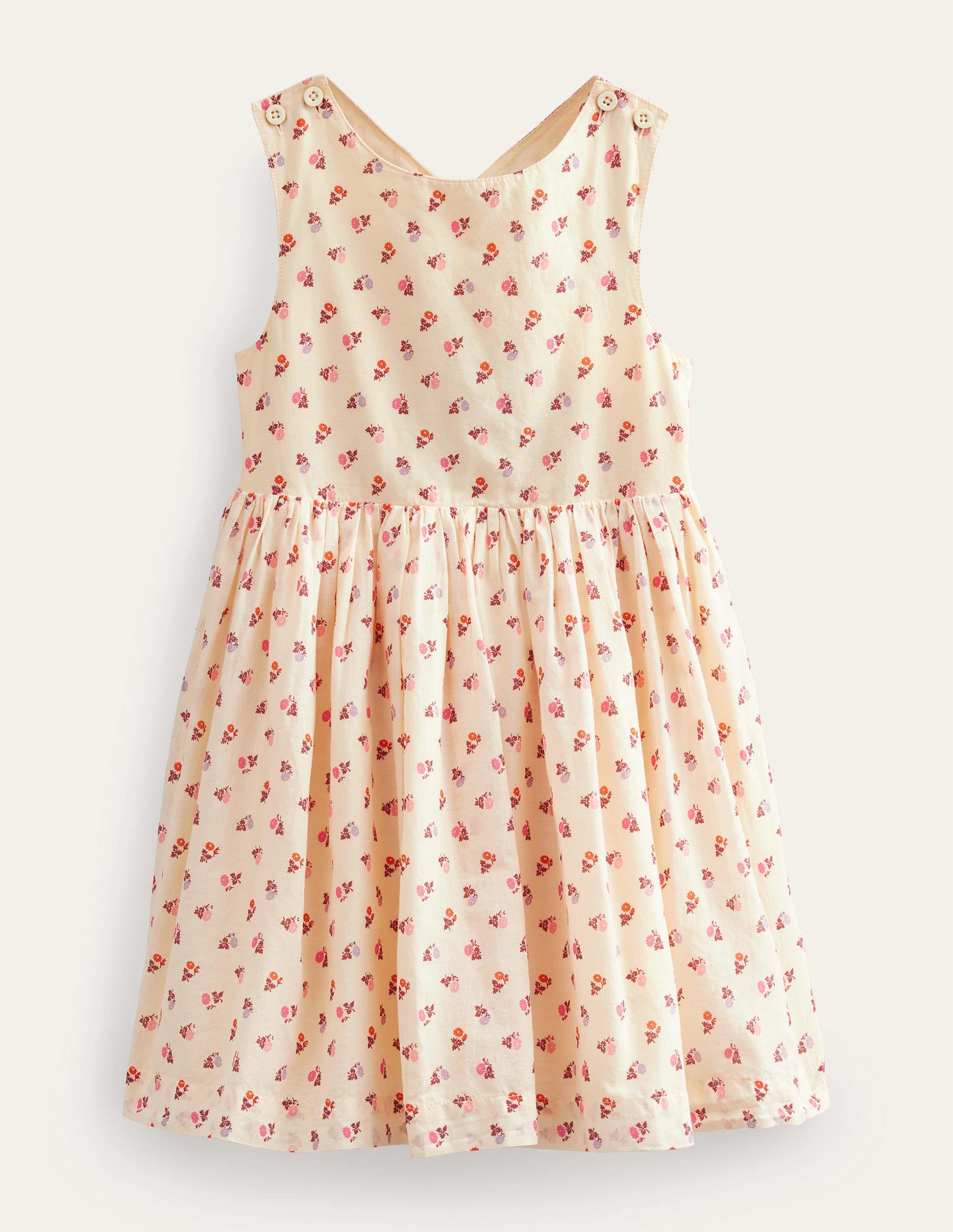 Cross-Back Dress-Dorset Cream Bud - Image 1