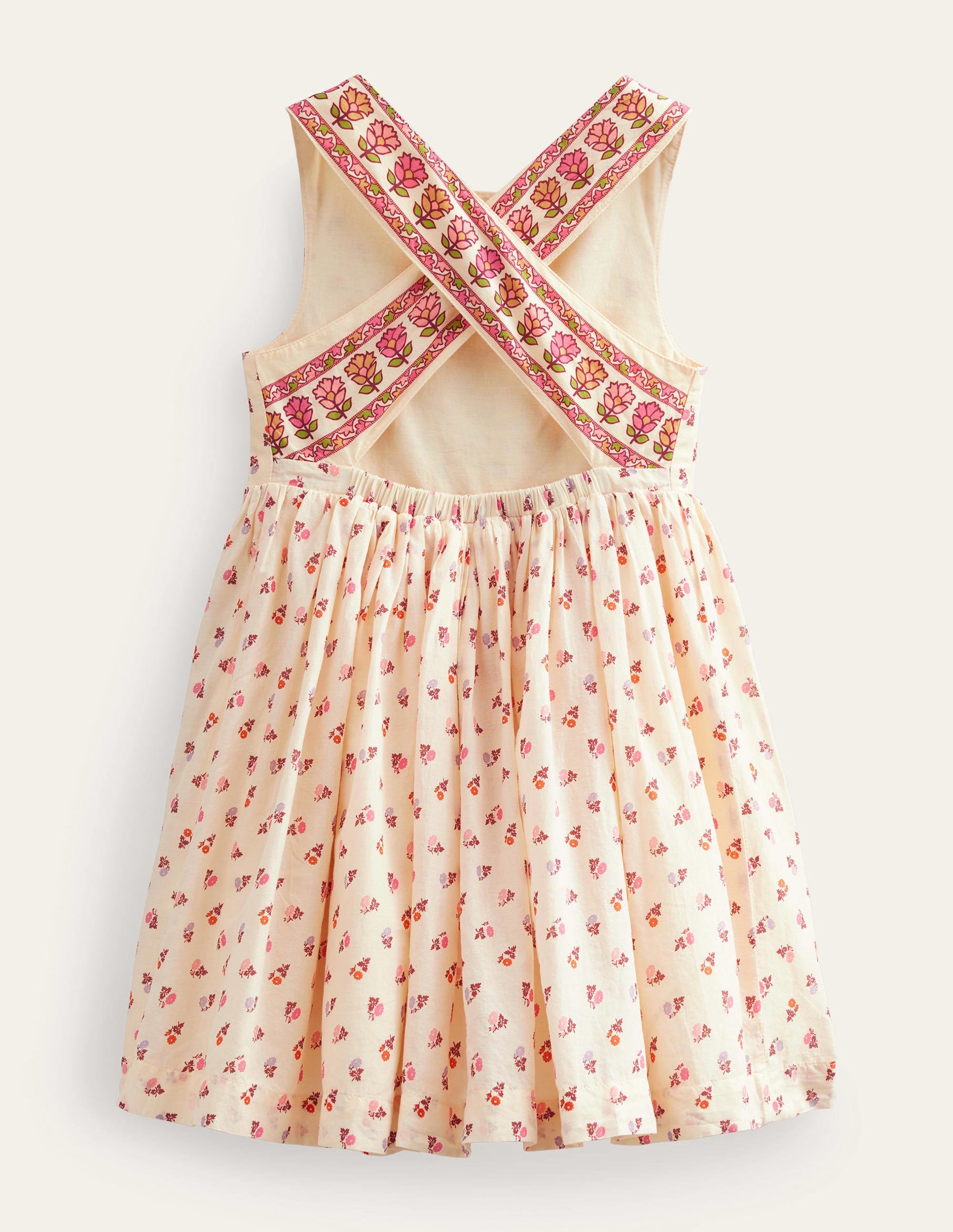 Cross-Back Dress-Dorset Cream Bud - Image 2