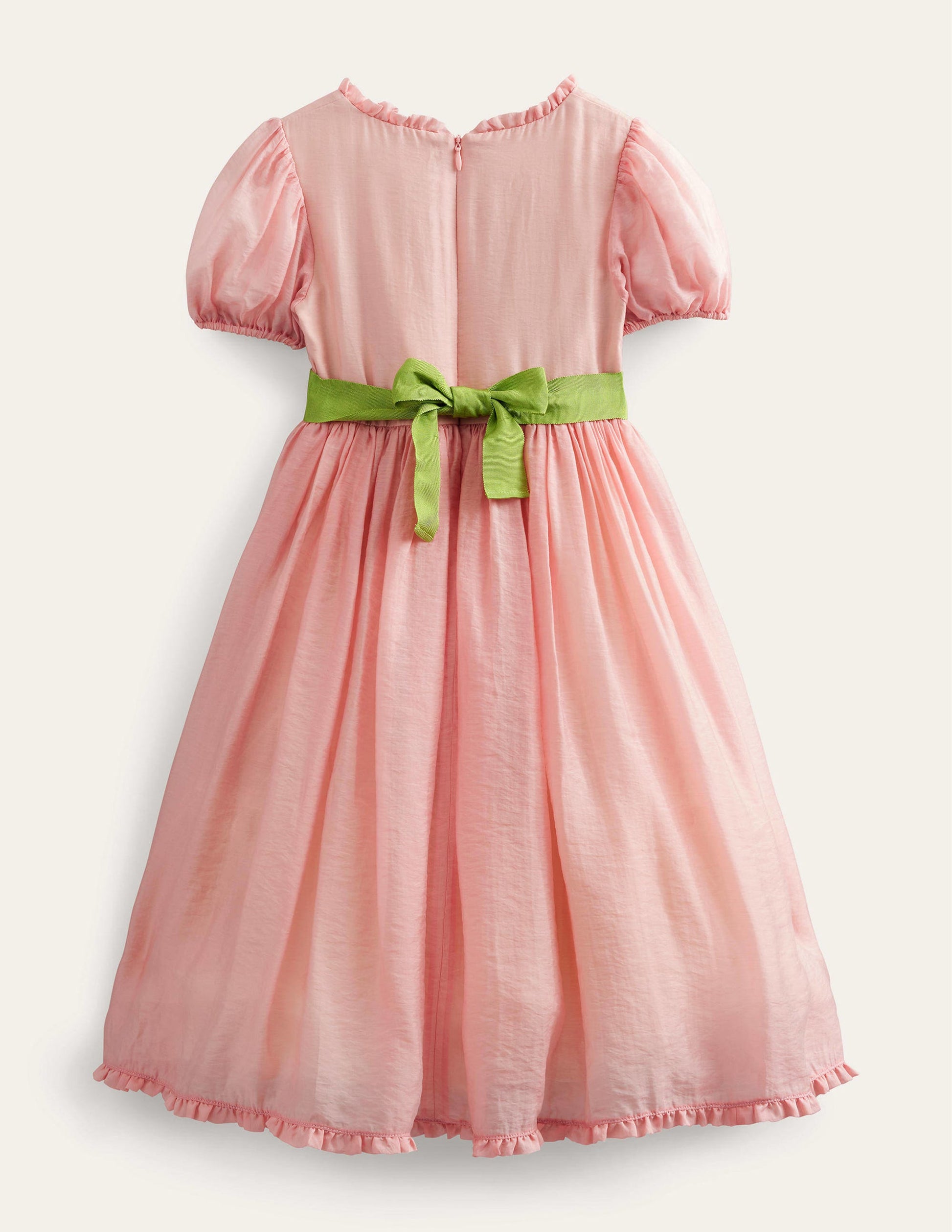 Puff Sleeve Embroidered Dress-Provence Dusty Pink-2