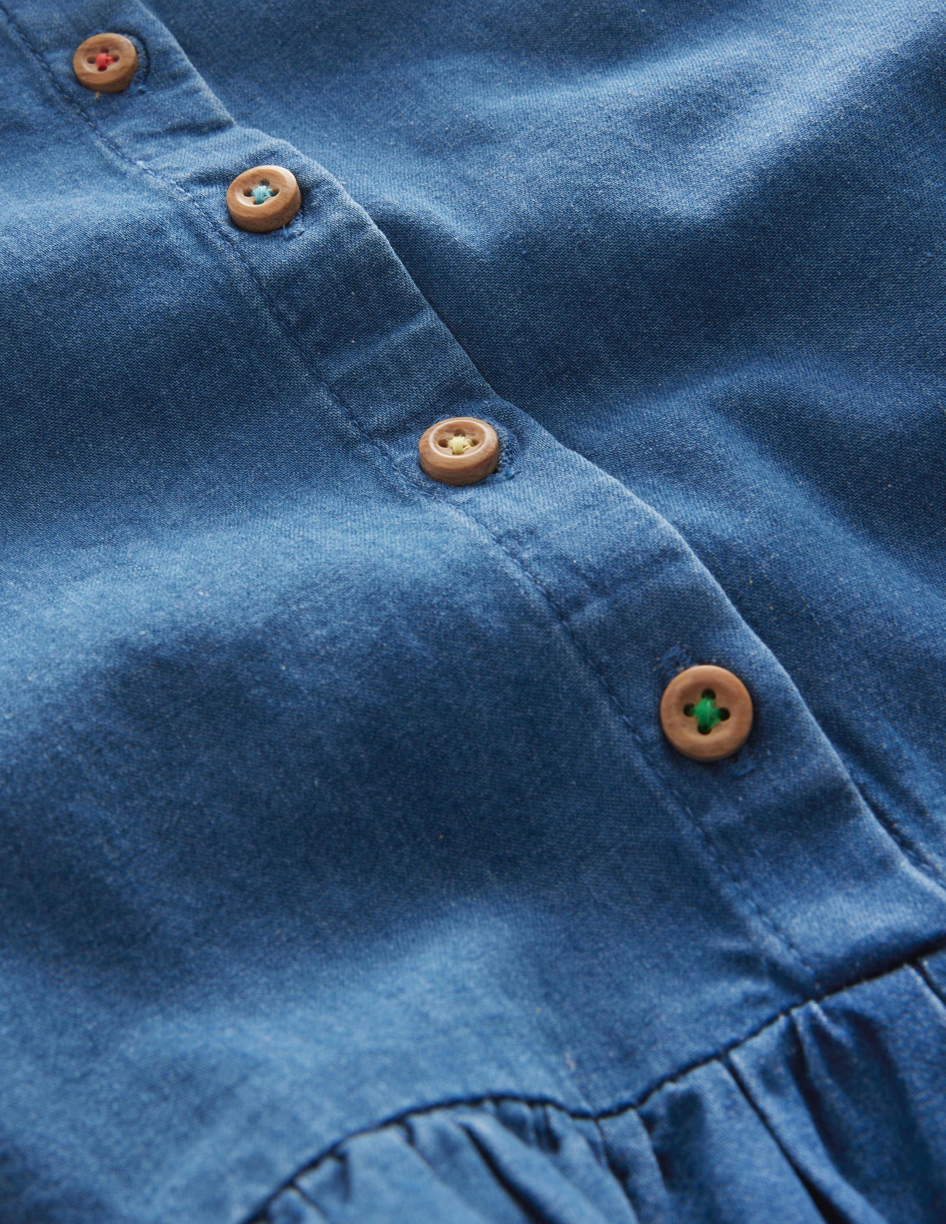 Chambray Frill Sleeve Blouse-Chambray Blue-3