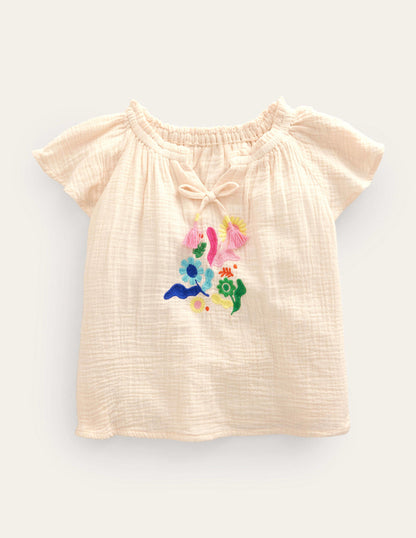 Beachy Embroidered Top-Ivory-1