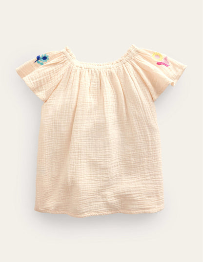 Beachy Embroidered Top-Ivory-2