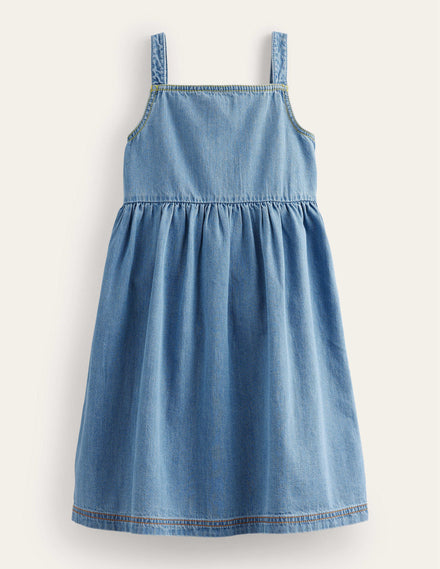 Button Through Pinafore Dress-Light Vintage