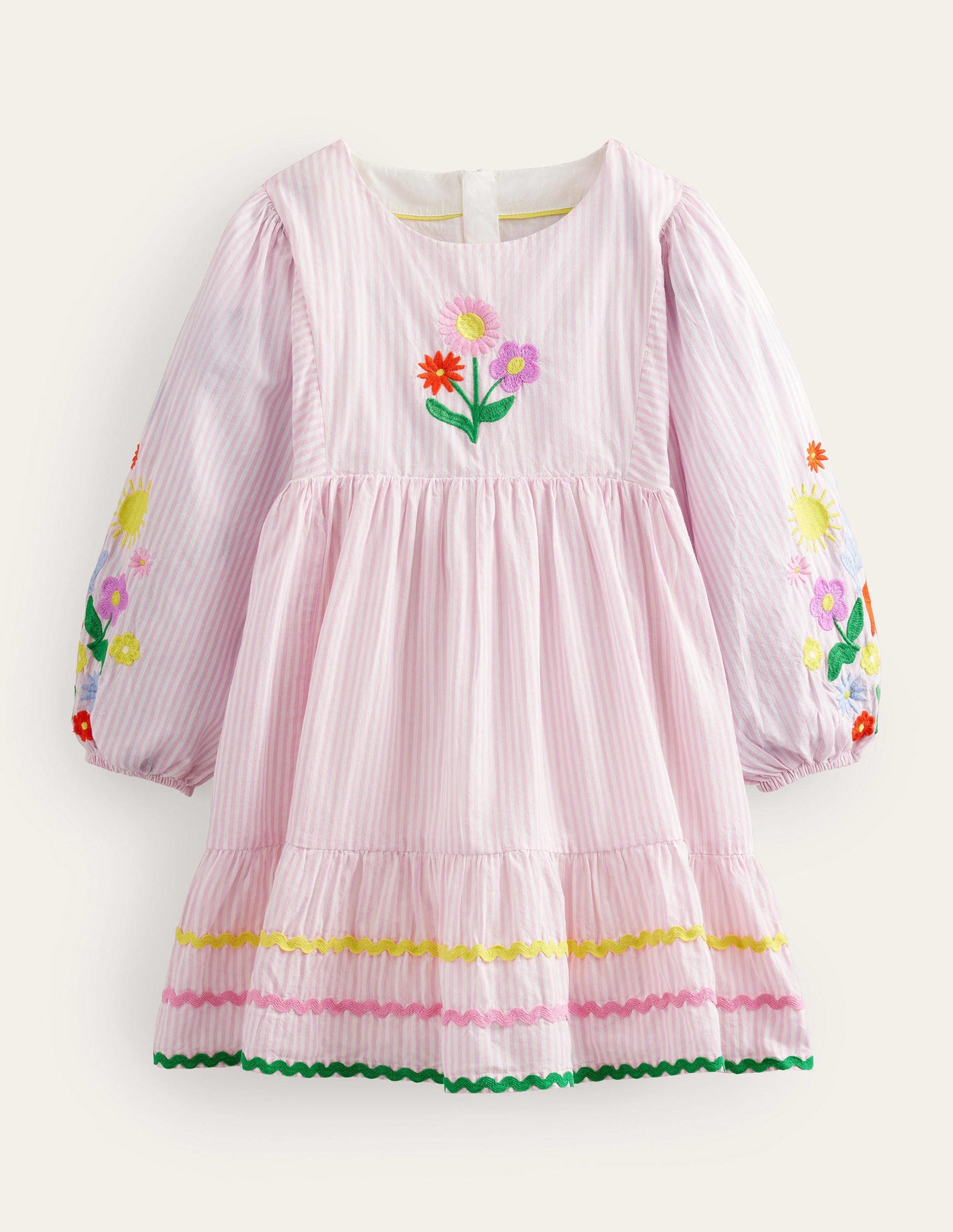Embroidered Stripe Dress-Cameo Pink-1