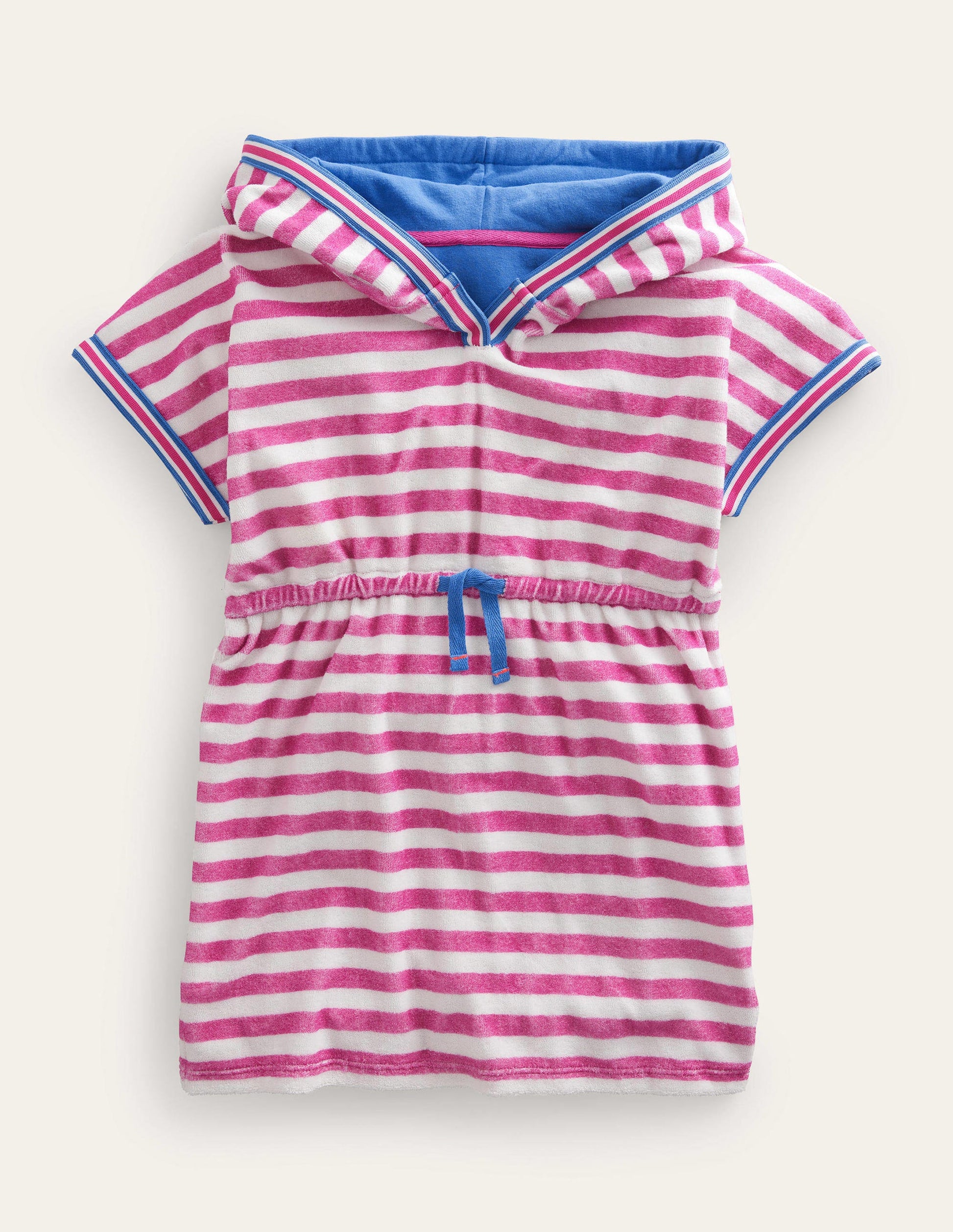 Towelling Dress-Amazing Pink/Ivory-1